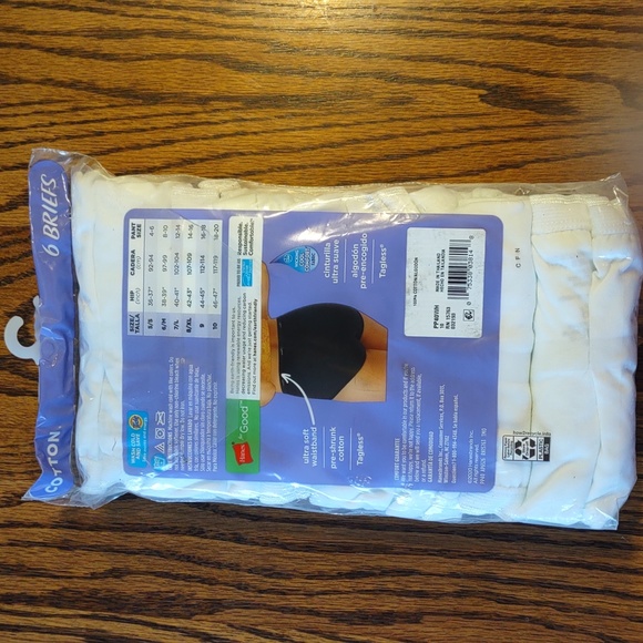 Hanes | Cotton No Ride 6 Briefs Size 10 NWT - Picture 3 of 4